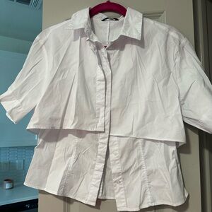 Zara White Button-Up Top